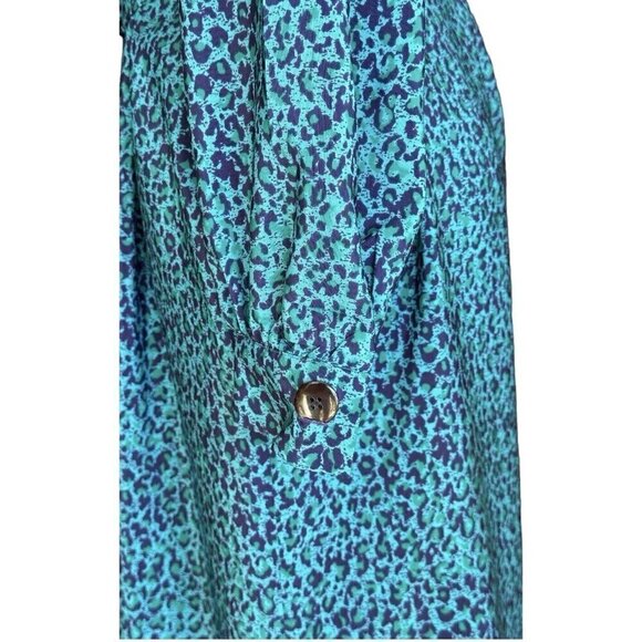 Vintage Schrader Petite Paisley Animal Print Collared Button Up Shirt Dress 12 - Picture 7 of 13